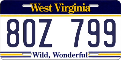 WV license plate 8OZ799