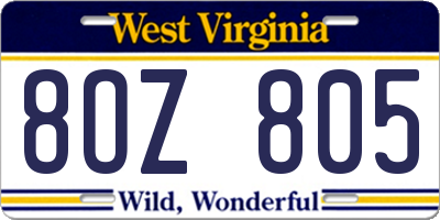 WV license plate 8OZ805