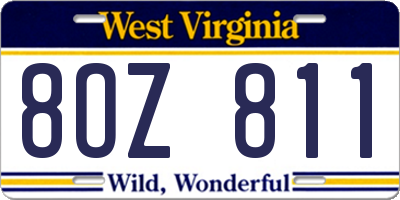 WV license plate 8OZ811