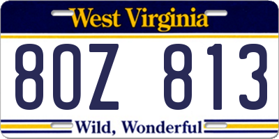 WV license plate 8OZ813