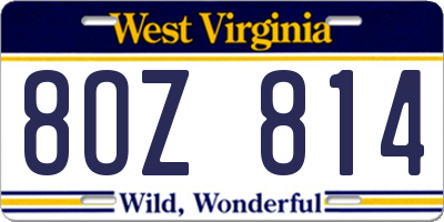 WV license plate 8OZ814