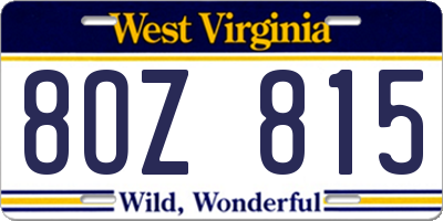 WV license plate 8OZ815