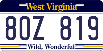 WV license plate 8OZ819