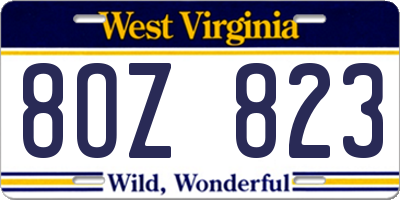 WV license plate 8OZ823