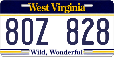 WV license plate 8OZ828
