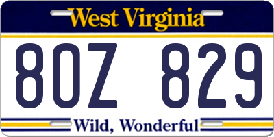 WV license plate 8OZ829