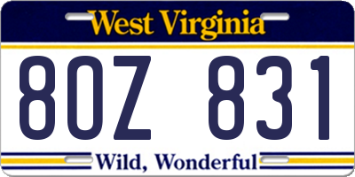 WV license plate 8OZ831