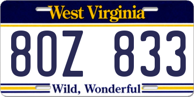 WV license plate 8OZ833