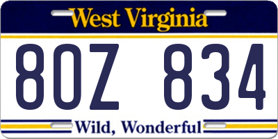 WV license plate 8OZ834