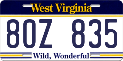 WV license plate 8OZ835