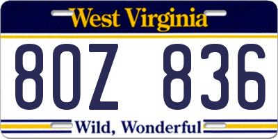 WV license plate 8OZ836