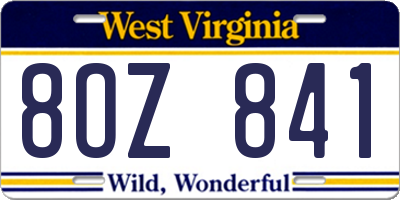 WV license plate 8OZ841