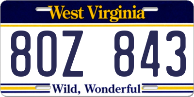 WV license plate 8OZ843