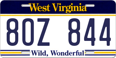 WV license plate 8OZ844