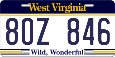 WV license plate 8OZ846