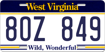 WV license plate 8OZ849