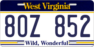 WV license plate 8OZ852