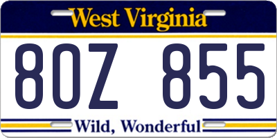 WV license plate 8OZ855