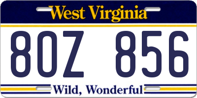 WV license plate 8OZ856