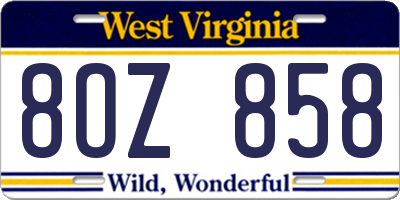 WV license plate 8OZ858