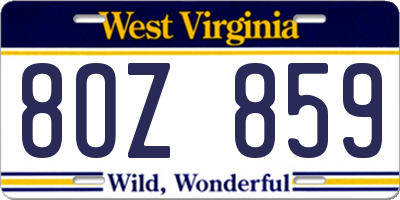 WV license plate 8OZ859