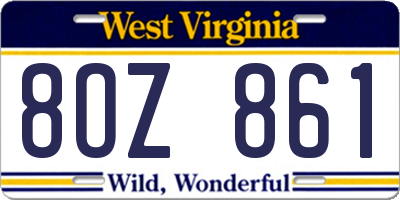 WV license plate 8OZ861