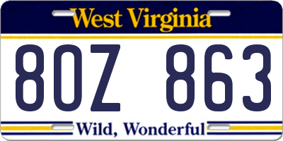 WV license plate 8OZ863