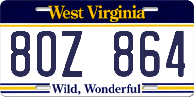 WV license plate 8OZ864