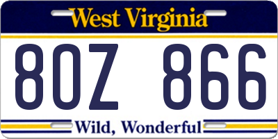 WV license plate 8OZ866