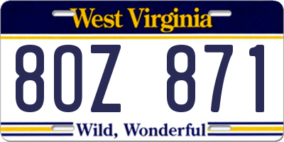 WV license plate 8OZ871