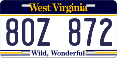WV license plate 8OZ872