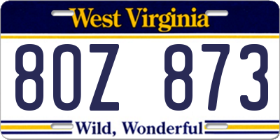 WV license plate 8OZ873