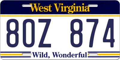WV license plate 8OZ874