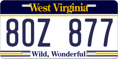 WV license plate 8OZ877