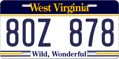 WV license plate 8OZ878