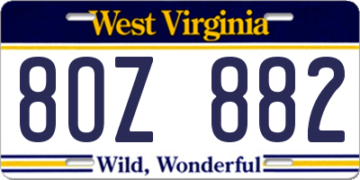 WV license plate 8OZ882