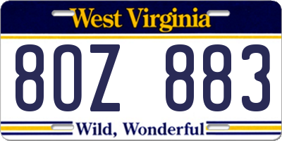 WV license plate 8OZ883