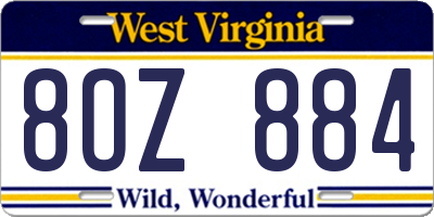 WV license plate 8OZ884