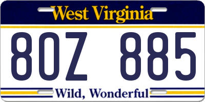 WV license plate 8OZ885