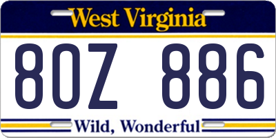 WV license plate 8OZ886