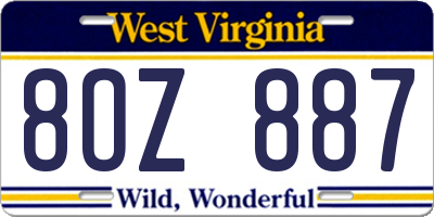 WV license plate 8OZ887