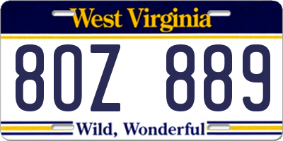 WV license plate 8OZ889