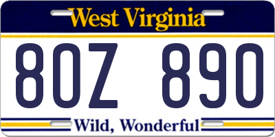 WV license plate 8OZ890
