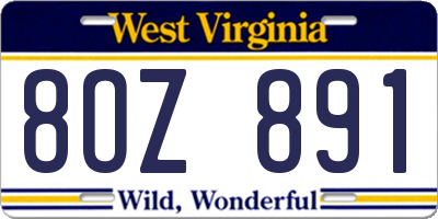 WV license plate 8OZ891