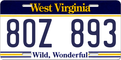 WV license plate 8OZ893