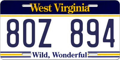 WV license plate 8OZ894