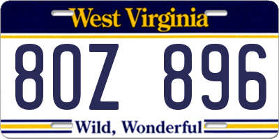 WV license plate 8OZ896
