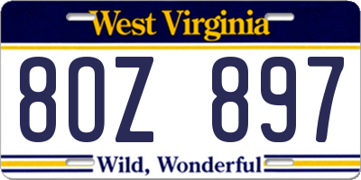 WV license plate 8OZ897
