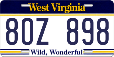 WV license plate 8OZ898