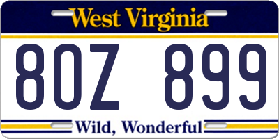 WV license plate 8OZ899